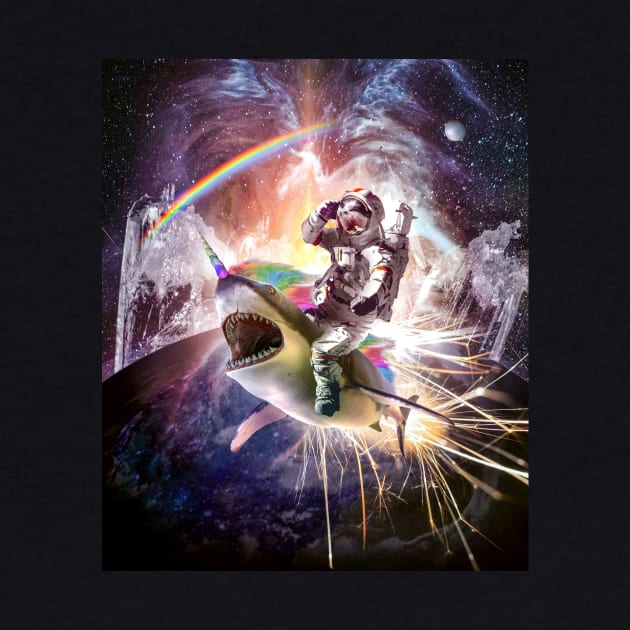 Galaxy Astronaut Cat Riding Rainbow Shark Unicorn by Random Galaxy